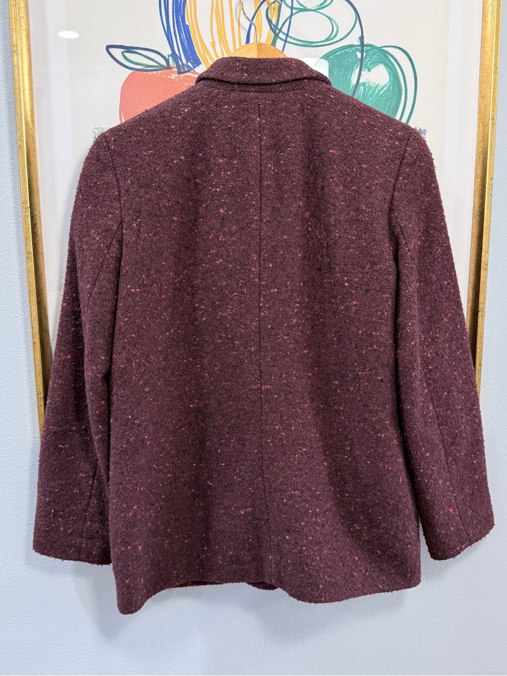 Liz Claiborne Tweed Wool Jacket Plum Maroon - Picture 9 of 10